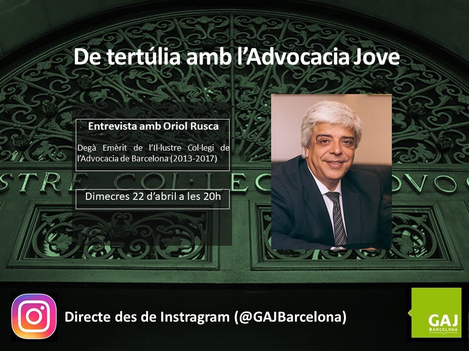 ajanecrespo's tweet photo. GAJBarcelona: 📽🎞🎙 Avui a les 20h organitzem el nostre primer #InstragramDirect.
El nostre primer entrevistat és l’@OriolRusca, Degà Emèrit de @comunicacioicab.
Us hi esperem a tots! #StayTunned https://t.co/m8QyUgLr6W