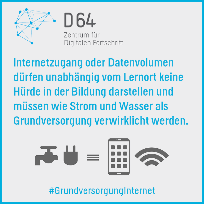 In der Bildung müssen digitale Endgeräte endlich als Grundversorgung verwirklicht werden. Auch ein Internetzugang und Datenvolumen dürfen keine Hürde darstellen. Das sind Grundvoraussetzungen, um allen die kulturelle Teilhabe jederzeit zu ermöglichen. d-64.org/grundversorgun…
