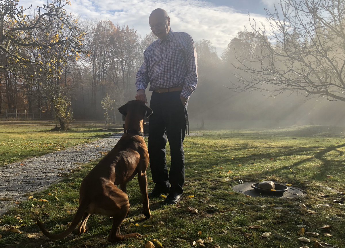 Wolf Schroedter, “the fixer” who made the controversial deal with NBC News. I interviewed him in his cabin in the woods, with his beautiful Rhodesian Ridgeback lying at our feet.