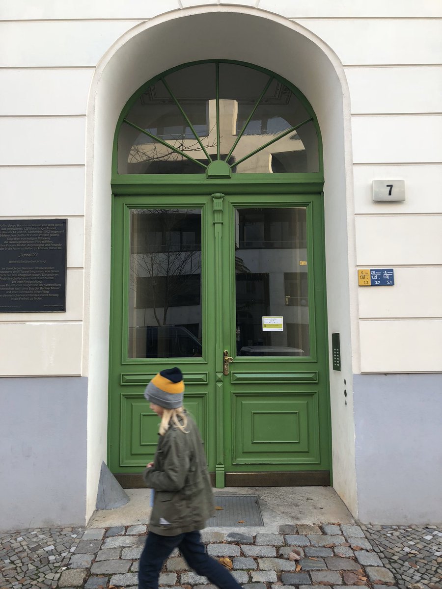 Apartment 7, Schonholzer Strasse - the building the tunnellers broke up into. To the left of the green door you can see a plaque dedicated to Tunnel 29. Felt very emotional when I saw this.