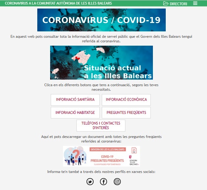 SalutGOIB's tweet photo. ⚠️En aquest web ➡️https://t.co/74erXsNuYd pots consultar tota la informació oficial de servei públic que el Govern dels Illes Balears tengui referida al #coronavirus. https://t.co/PxtlrDopC8