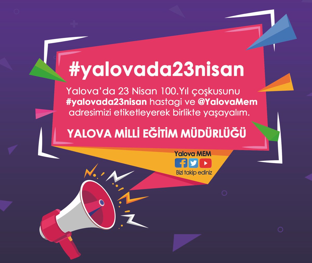 YalovaMem's tweet photo. 🇹🇷23 Nisan çoskusunu birlikte yaşayalım. 🇹🇷

#yalovada23nisan
#yüzyıllaryaşa23nisan 
@meb_ailesi2023 
@YalovaMem 
@ziyaselcuk 
@safran1958
@cengizmete 
@ali_tosun77 https://t.co/Dg80CKPQNM