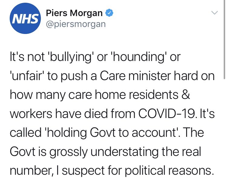 missmays's tweet photo. Never in a million years would I have thought @piersmorgan is now acting on behalf of leader of the opposition. Come on @Keir_Starmer hold the government to account you are missing an open goal. https://t.co/Zb1cf01hpz