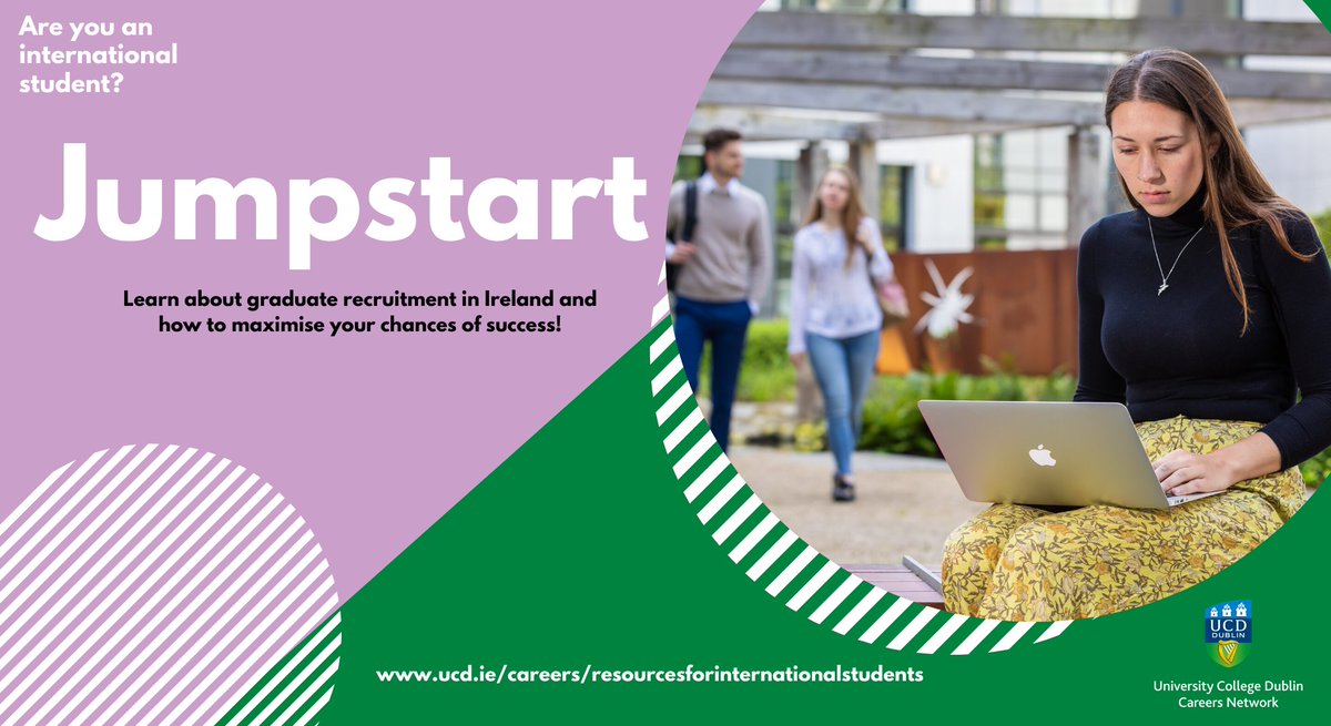 UCDCareers's tweet photo. International student?
Jumpstart, our online resource for #JumpStarting your career in #Ireland, has gotten a whole new look!👀
Try it today; https://t.co/PZ5U9uv8iJ
#StudyAbroad #StudyInIreland https://t.co/kQvzEPipUr