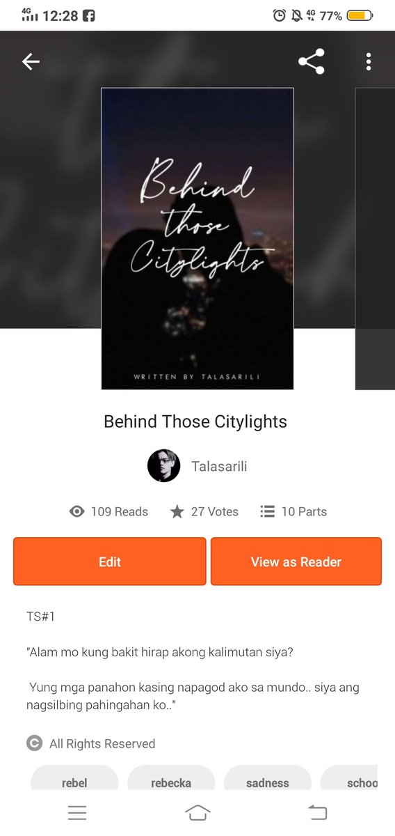 WattpadPHP's tweet image. Title: Behind those city lights
Author: Talasarili
Link: my.w.tt/bDtkvvzOS5
— 🌺