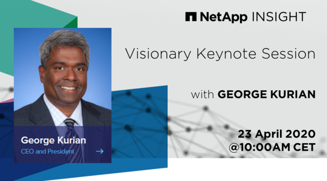 Are you a Data Visionary? Join the #NetAppInsight Keynote on April 23 with George Kurian Get signed up today. ntap.com/2VO3zwb