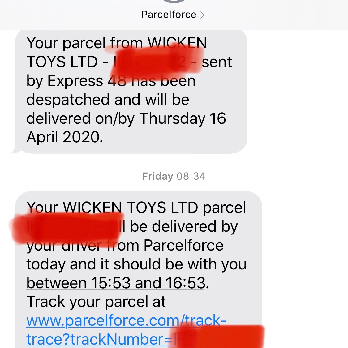 MissEllibobs's tweet photo. @parcelforce still no delivery and you won’t help me for another 2 working days? By that point it will be a week late! Funny every other courier seems to be delivering to us just fine https://t.co/UWCAwlrQPg
