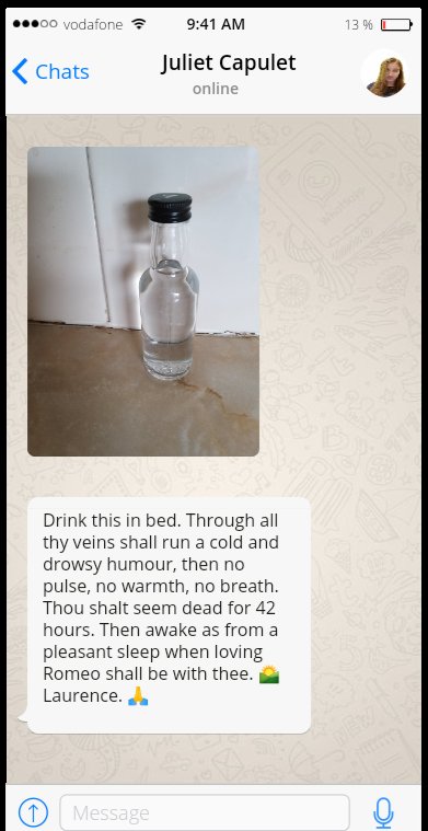 Beside herself at Romeo's banishment 😭 - and an unwanted marriage arranged by her father (which I told her to go along with 😬) - my sweet Juliet turned to Laurence from the church. This is what he told her to do.....😳