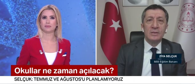 Millî Eğitim Bakanımız Sn.Ziya Selçuk;
📌 Okulların açılış tarihine dair; Bilim Kurulunun tavsiyesinin dikkate alınacağını, dünyadaki-Türkiye'deki gelişmelerin verilere dayalı olarak ele alınacağını belirtti

📌“LGS ile ilgili tarihin değişmesi şu an için söz konusu değil.” dedi.