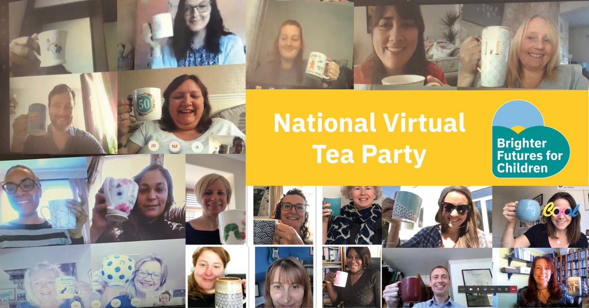 BFfC_Child's tweet photo. We may all be working apart from one another but we can still be together 🌈 It was good to take a tea break yesterday and check in with each other over a cuppa ☕ 💛Just a shame we couldn't share any cake! 😄 #SolidariTea #NationalTeaDay #NationalVirtualTeaParty #bekind #connect https://t.co/kouLyNACpb