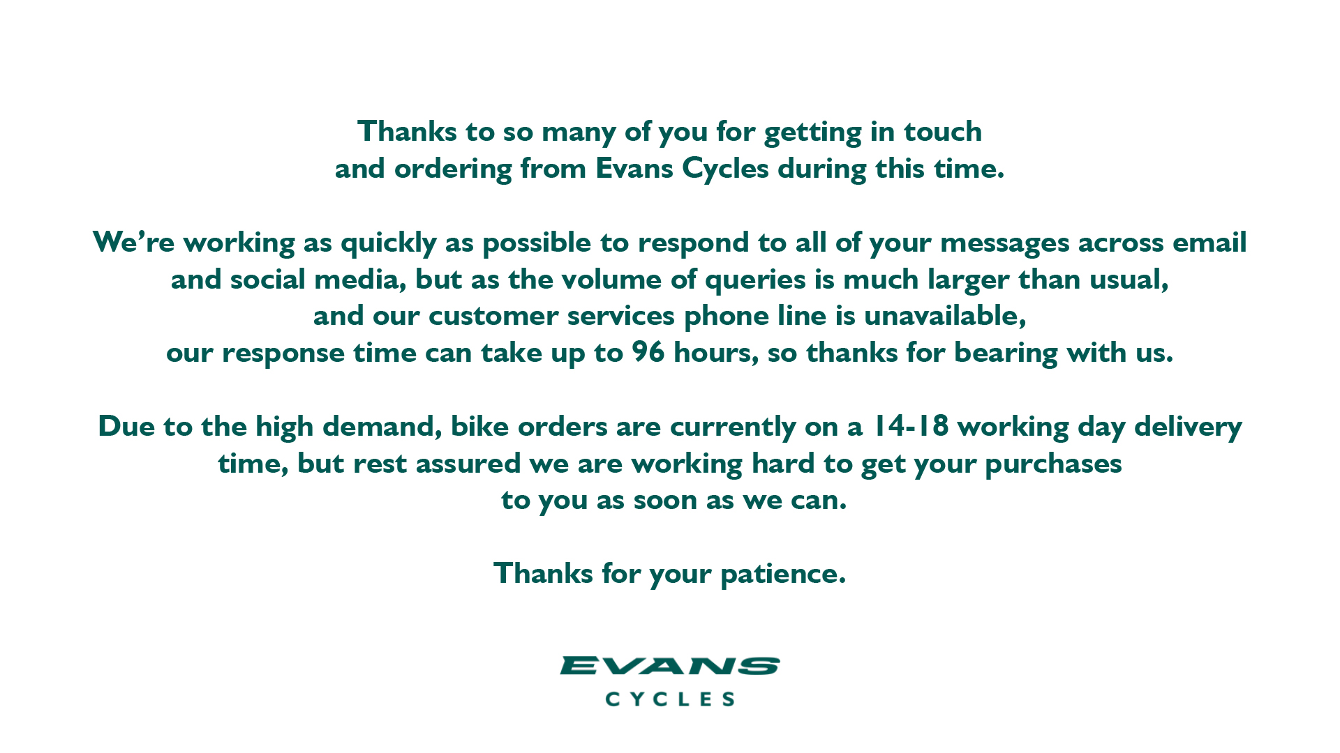 evans cycles delivery