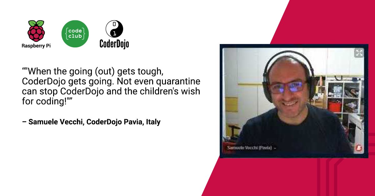 CoderDojo's tweet image. Last Saturday, 11 different Dojos from all over Italy came together to host an online MegaDojo event with almost 300 Ninjas 🤯👏🎉
We 💜 this quote from @CoderDojoPavia volunteer, Samuele
#CoderDojoStories #onlinelearning #iorestoacasa