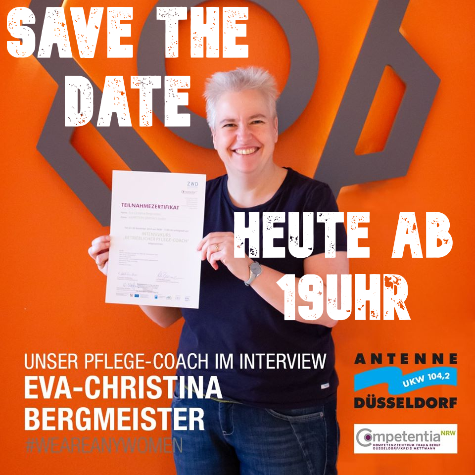 anyMOTION's tweet photo. Heute ist es soweit! 
anyMOTION ist live bei @antenne Antenne Düsseldorf
Erfahrt ab 19 Uhr was es bedeutet ein betrieblicher Pflege-Coach zu sein und warum die Vereinbarkeit von Pflege und Beruf für uns alle ein wichtiges Thema ist.
#WEAREANYWOMEN #WCW #CompetentiaNRW https://t.co/QtT7FY0cSL