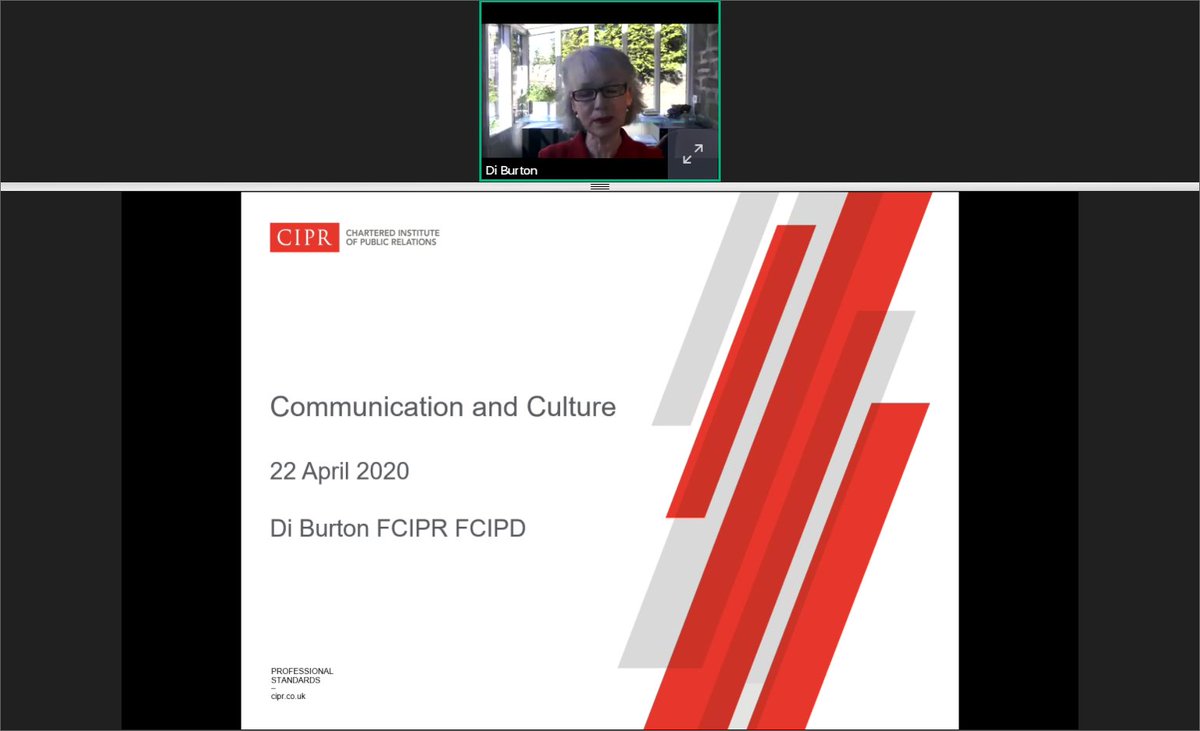 Thanks to @Di_Burton for this morning's excellent @CIPR_UK webinar on Comms and Culture #CIPRLearn