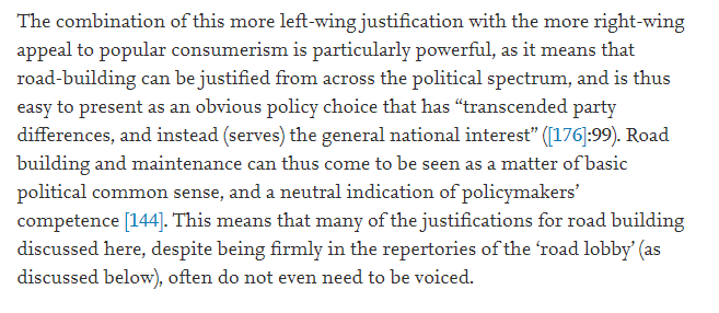 Leading to the other sad head-nod moment: This paper might provide the clearest explanation of why policies that support car dependence are often bipartisan. Left and right both have rationales to support it. 6/x