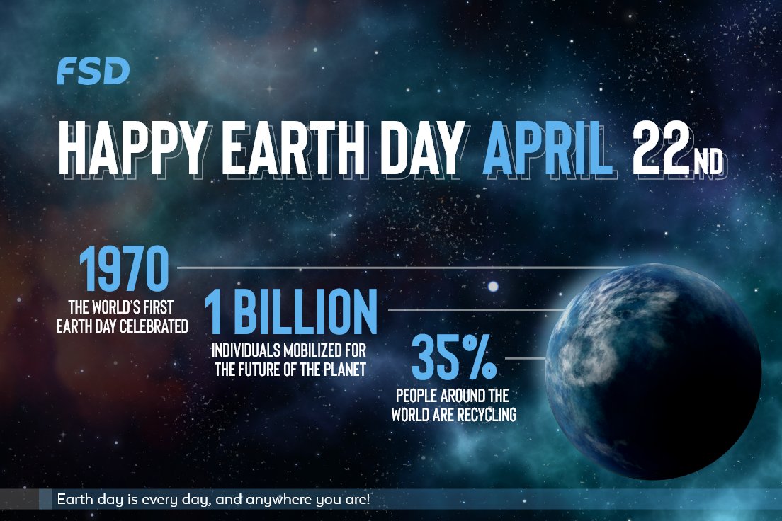 FSDweb's tweet photo. Earth Day is an annual event celebrated around the world on April 22 in more than 193 countries to demonstrate support for environmental protection. April 22, 2020 will mark 50 years of Earth Day! https://t.co/Uz6kYFmEja