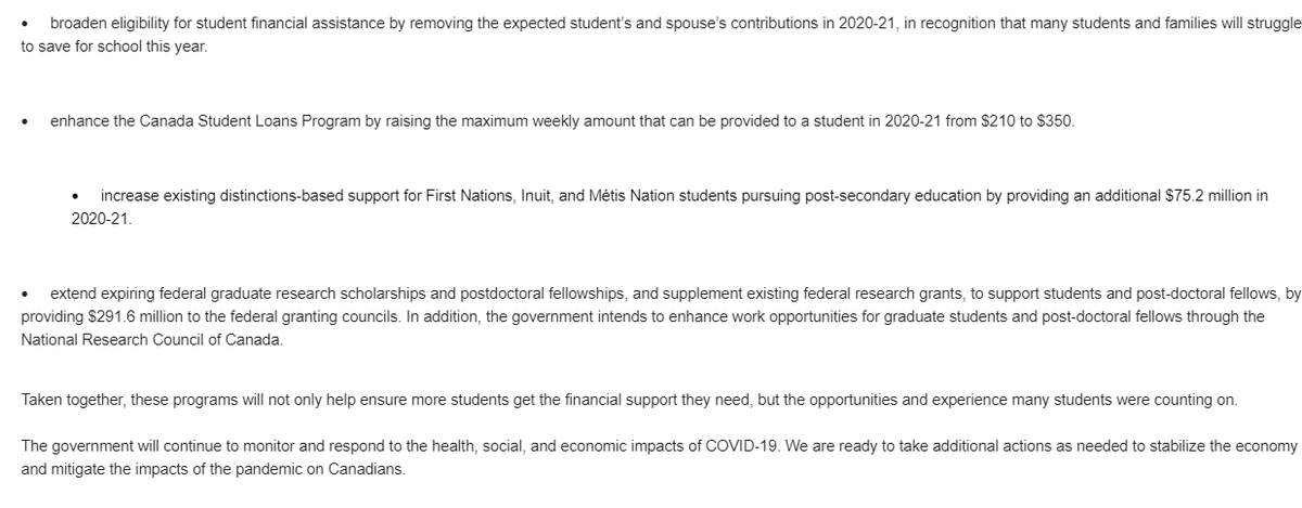 A release from the Prime Minister's Office on the new aid measures to help students says: 'This is a critical point in their lives, and we must do everything possible to support their future.' More details in news release below: