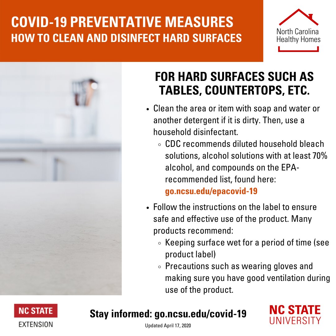 Preventative cleaning and disinfecting measures help stop the spread of #COVID19 <a href="/SafePlatesFSIC/">Safe Plates Food Safety Information Center</a> <a href="/HealthyHomes4/">HealthyHomesPartners</a>