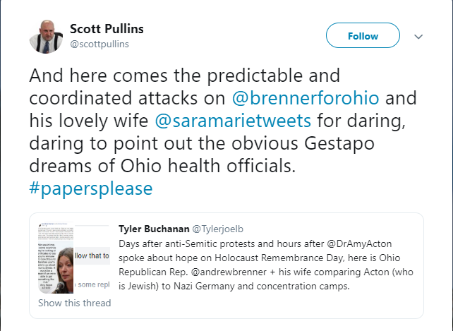 And here's a GOP consultant who claims to be the top advisor to Ohio Speaker of the House Larry Householder saying the Jewish  @OHdeptofhealth director has "Gestapo dreams"We're having a normal one today, folks