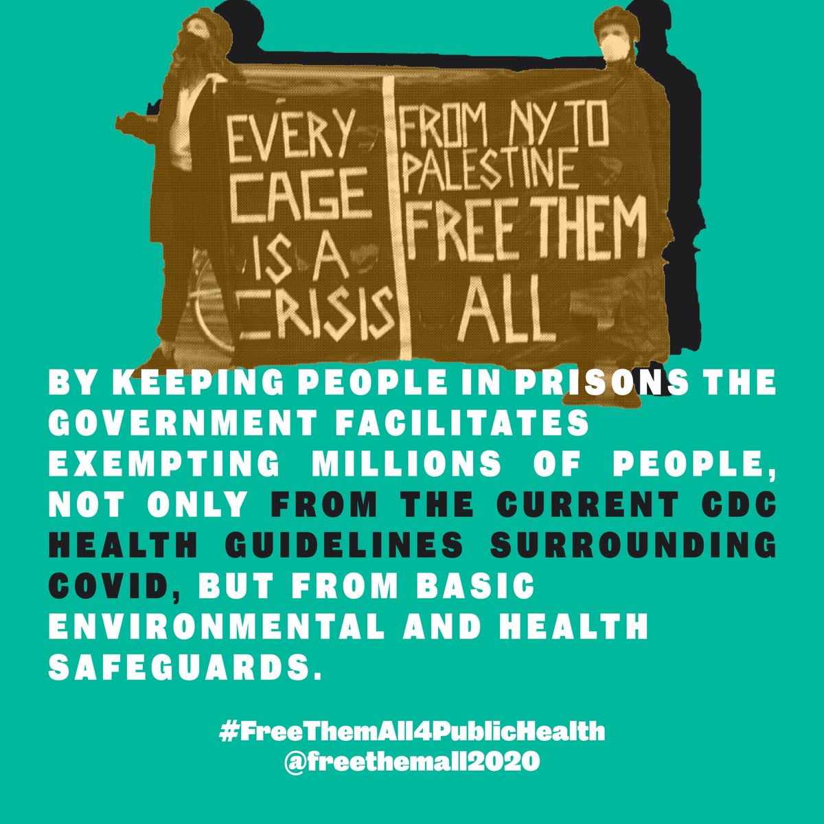 By keeping people in prisons the government facilities exempt millions of people not only from the current CDC health guidelines surrounding COVID but from basic environmental and health safeguards.