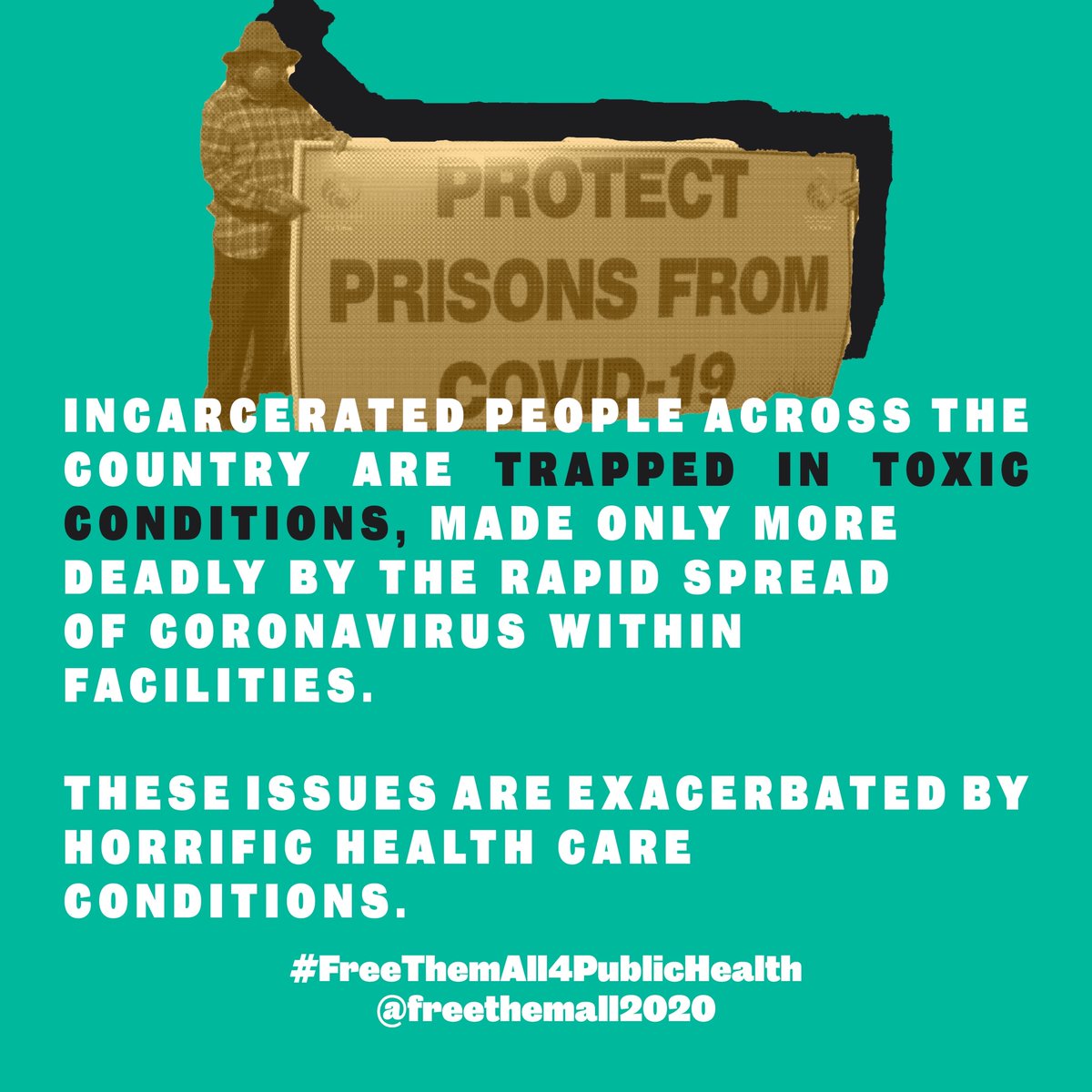 Incarcerated people across the country are trapped in toxic conditions, made only more deadly by the rapid spread of COVID19 within facilities. These issues are exacerbated by horrific health care access.