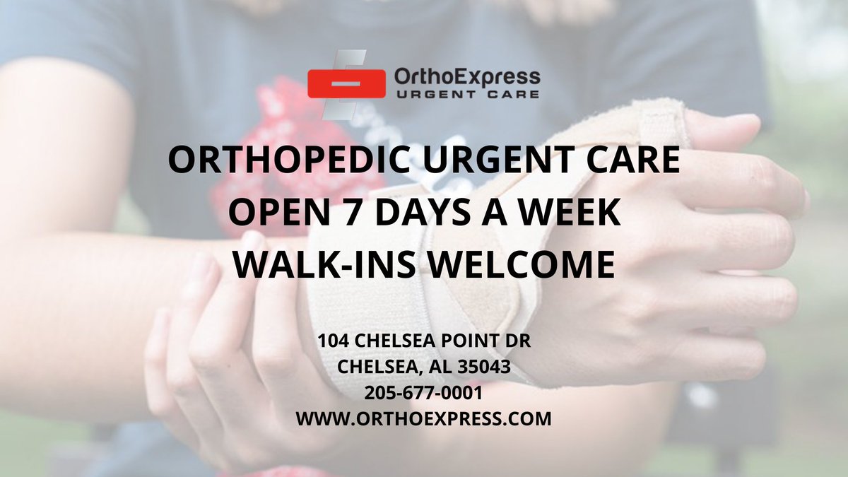 OrthoExpressAL's tweet image. Join us in helping to keep the ERs, urgent cares, and hospitals freed up so that they can use their resources for people who are very sick.  If you have an #orthopedic injury or #chronicpain, our #urgentcare clinic is open 7 days a week.