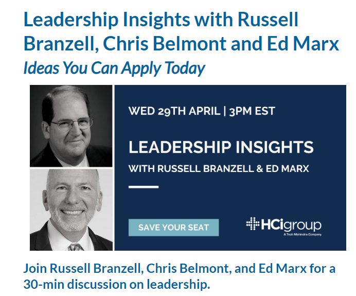 We encourage you to join this insightful conversation on leadership, with <a href="/CHIMECEO/">Russell P. Branzell</a>, <a href="/marxtango/">Edward Marx</a> and <a href="/CBelmont88/">Chris Belmont</a>  on Wednesday, April 29 at 3 pm ET.

Learn more and register: info.thehcigroup.com/ed-marx-russel…

<a href="/TheHCIGroup/">The HCI Group</a>  #leadership #CIO #healthcare #HIT #CEO