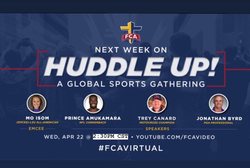 southernkyfca's tweet photo. It's Huddle Up day! Today at 2:30PM CST tune in to our FCA YouTube to hear from athletes Prince Amukamara, Trey Canard, &amp; Jonathan Byrd w/ Mo Isom emceeing the discussion!
Go ahead and subscribe on our page and Set a reminder for Wednesdays at 2:30PM! #FCAVirtual #FCA #HuddleUP https://t.co/t5ZwIArNiX