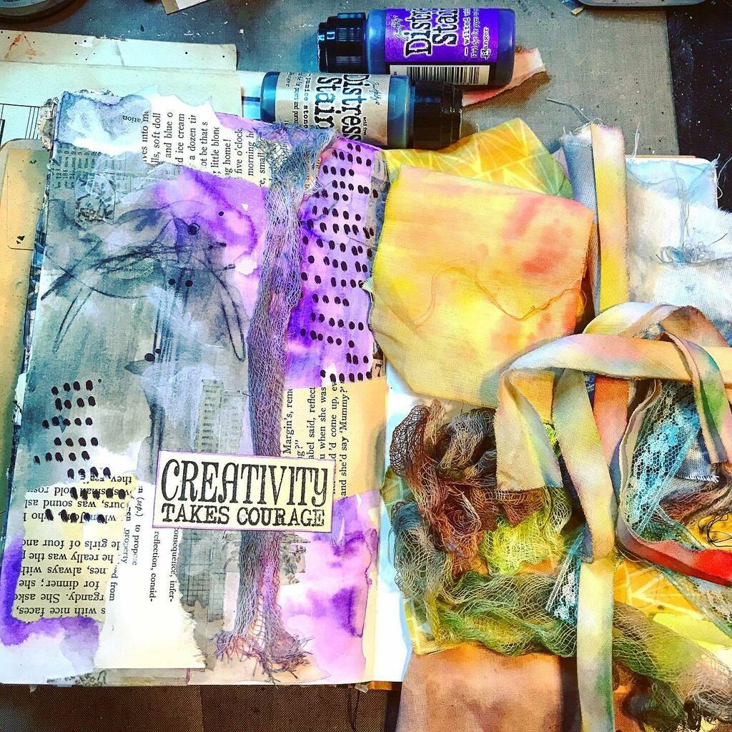 CraftyHope's tweet photo. Aaaand, I just remembered that I didn’t share yesterday’s #the100dayproject Oops! I played with my collection of #distressstain on some fabric (right) and then in an art journal (left). It was a great reminder of how fun these inks are.
#makeartdontfake… https://t.co/uNATdoFYPW https://t.co/rsVwmhHA5P