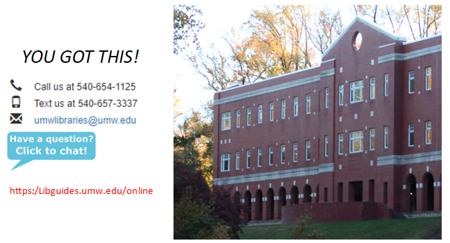 simpsonlibrary's tweet photo. You can't visit #SimpsonLibrary right now so we're bringing the library to you.  You can reach us by phone, text, email, or chat to answer your questions. Just want to hear a friendly voice? We've got plenty of those, too. #umwlibraries #UMW #UMWEagles #ONEUMW #MaryWash https://t.co/HuTPLy9o6z