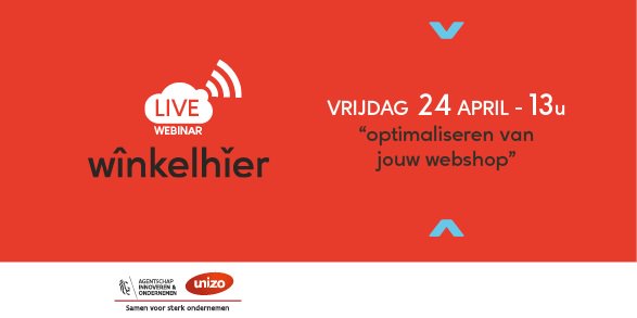 Vrijdagmiddag kan je het gratis webinar volgen 'Optimaliseren van jouw webshop' met expert 
<a href="/youniverse_be/">Lieven Van de Velde</a>. Dit webinar gaat live door. Je kan via chat ook rechtstreeks vragen stellen. 

Inschrijven kan via bit.ly/34WzG0N
#ondernemerstegencorona #samentegencorona