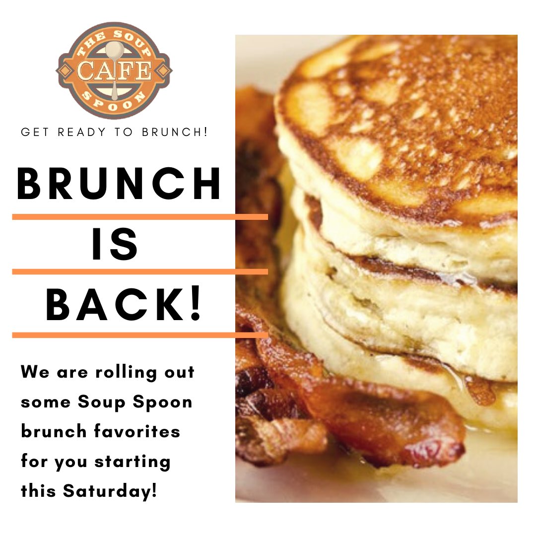 Starting this Saturday 4/25 we will have a limited brunch menu featuring some Soup Spoon classics. Here is a sneak peak: Pancakes with bacon, French toast with bacon, Breakfast Wrap, Three cheese omelette, Allan’s omelette, also mimosa kits for $15!
#brunch #breakfast #mimosa