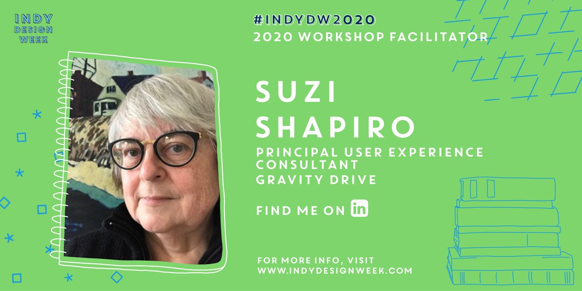 IndyDesignWeek's tweet image. FEATURED WORKSHOP - Being Human: What It Means for Design by Suzi Shapiro @GravityDriveUX 
Wed May 6 3:45 - 6:30pm
MORE INFO: lnkd.in/ef_x5sX
PURCHASE A TICKET: lnkd.in/errP9zF
PURCHASE AN ALL-ACCESS PASS: lnkd.in/dP57fCt
Schedule: lnkd.in/epQ3pg6