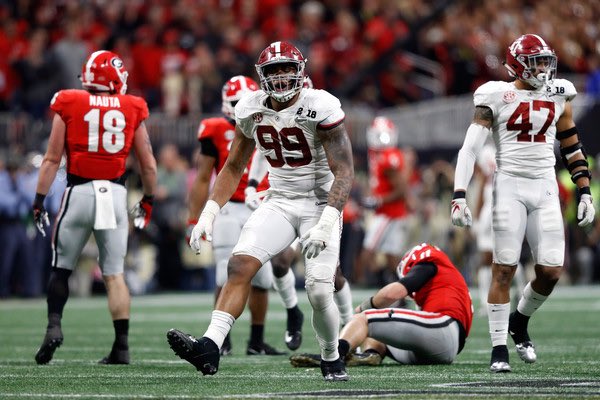 With the 41st pick in the draft via Cleveland, the San Francisco 49ers select, Raekwon Davis DT Alabama