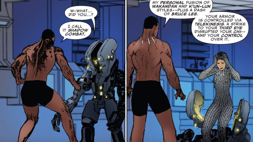 T& #39;Challa beating a Telekinetic mech in nothing but his draws WHILE FLEXING A FIGHTING STYLE THAT HE CAME UP WITH.   #TheBestTheBestTheBestTheDamnBest
