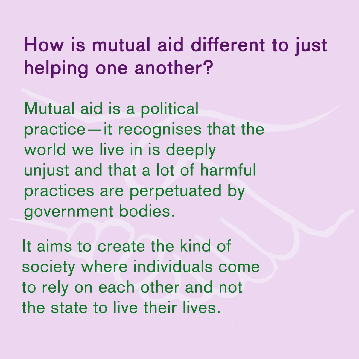 Build support networks with your neighbours, organise a rent strike, read up on mutual aid and educate your friends/family/neighbours/mutual aid group We’ve created these infographics to help 👇 1. What is mutual aid? #MutualAid #COVID19