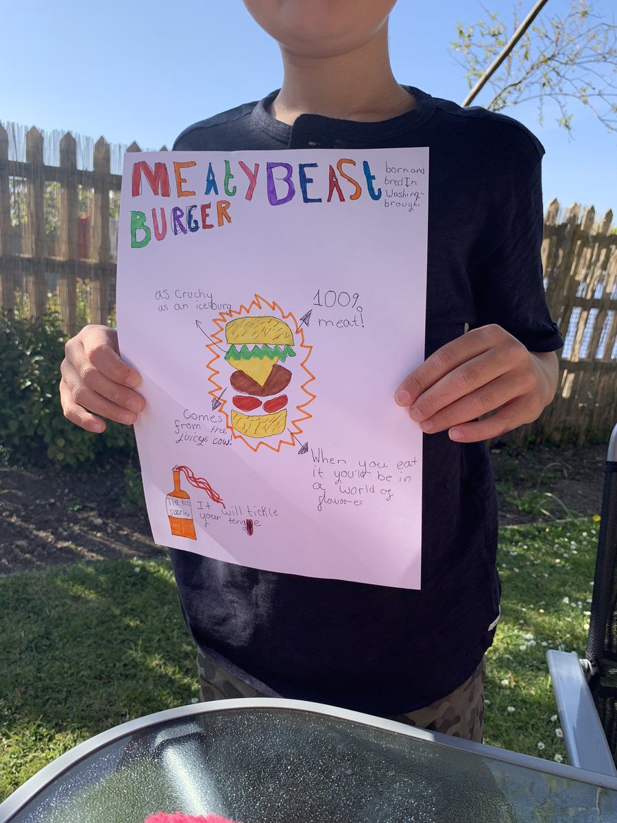 “Meaty beast burger” making us hungry 😋....using hyperbole ✍️ <a href="/wash_uks2/">Washingborough UKS2</a> <a href="/washingborough/">Wash'borough Academy</a> #lockdown #hyperbole