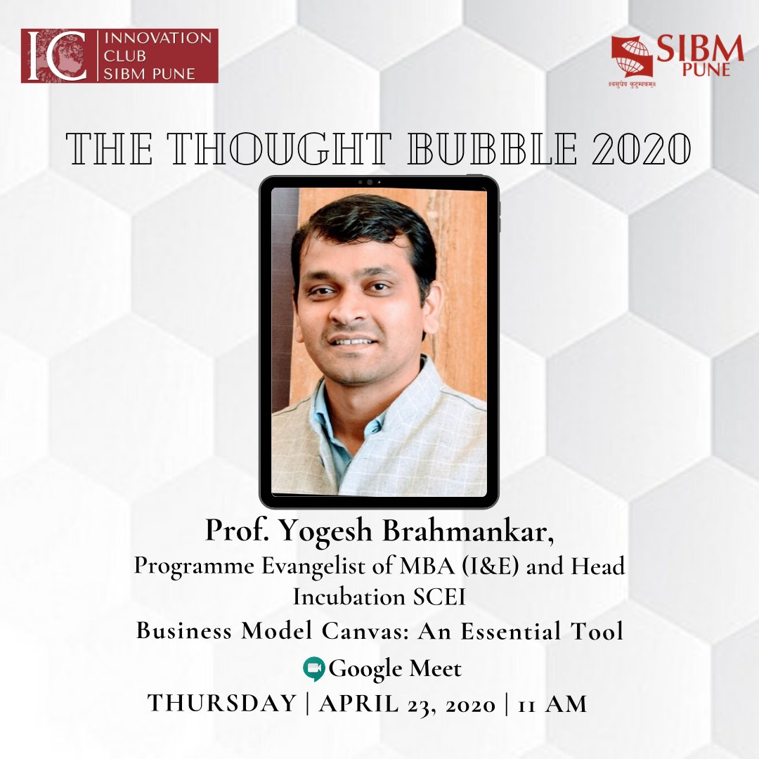 SIBMPune's tweet photo. The Thought Bubble is curated to equip the students with insights into the future of the business world and plausible disruptions in various industries during this time.
The first session will feature, Prof. Brahmankar, Programme Evangelist of MBA (I&amp;E), Head of Incubation SCEI https://t.co/D2vatFIyiN