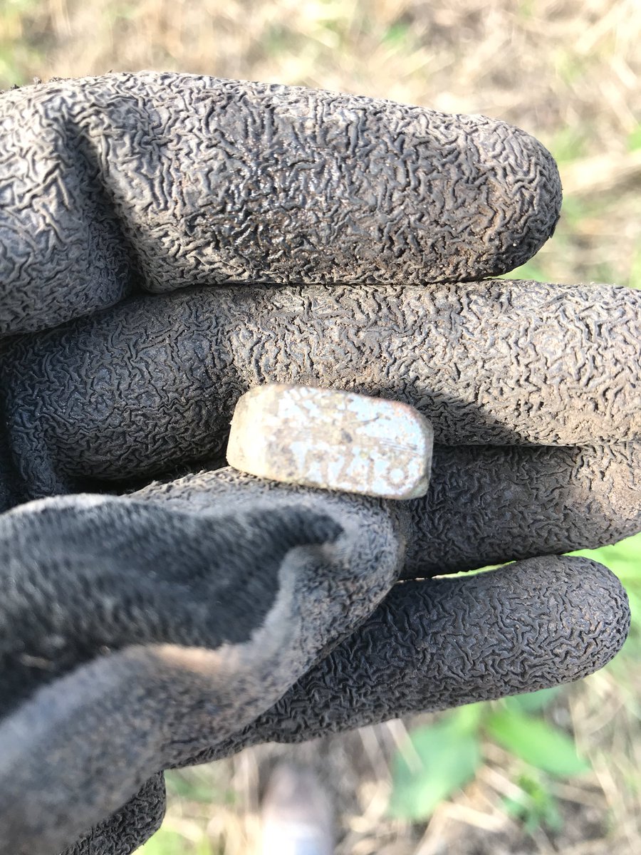 ..on the 5th October 2017 I was detecting in my friends field in Staffordshire when I unearthed this ring. It was quite bulky, strange in shape & I couldn’t fathom exactly what metal it was made from, but I could see some writing on the front of it & it appeared to say ‘ANZIO’...