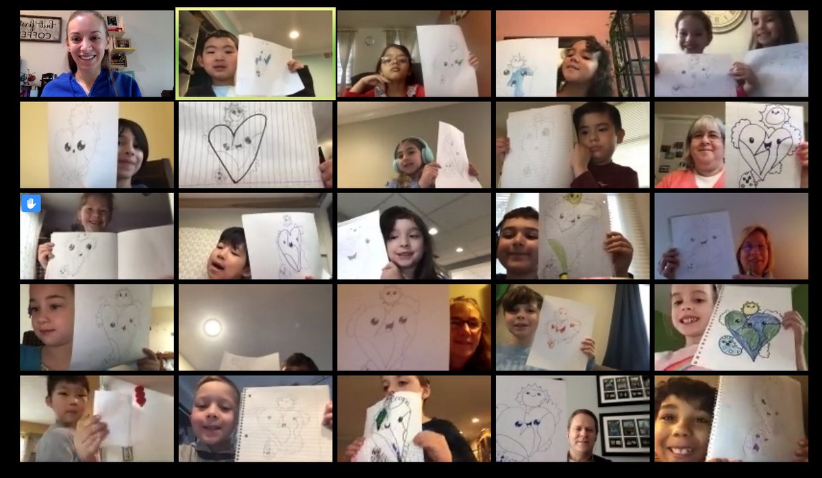 lslivnick's tweet photo. Happy Earth Day from room 7! We had fun following along to a guided drawing this morning! I sure miss seeing these faces in person. #inspire96 https://t.co/C8Ogb0g9kW