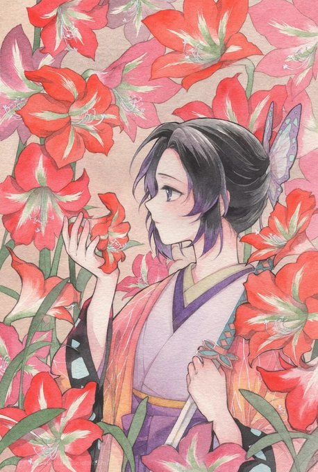 World of Our FantasyさんがTwitterに投稿した胡蝶しのぶ(鬼滅の刃)のイラスト。