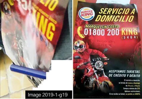 A flyer sharing the same layout as seen on flyer  #G1922019 was found on social media and was related to a BK branch in Michoacan. A different telephone number was noted.