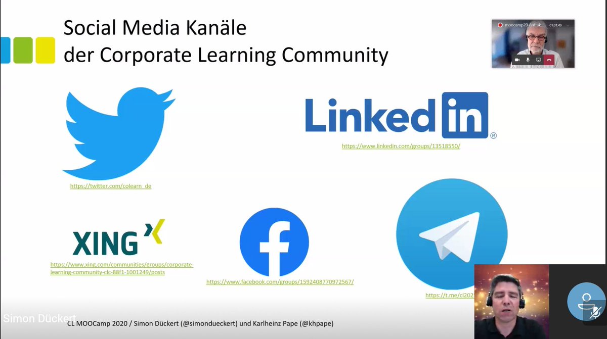 d_pisanu's tweet image. Auf gehts zur #moocamp20 session über &quot;@Twitter und @LinkedIn als Lernwerkzeug&quot; by @colearn_de ... Yeah! Let&apos;s get rolling with the #corporatelearningcommunity