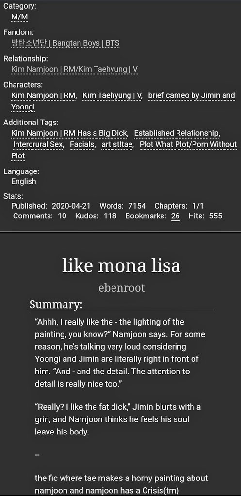 like mona lisa by  @obroskii #taejoon.  #vmon. completed. artist taehyung. sexy. oh to be jimin worshipped by 5 men.