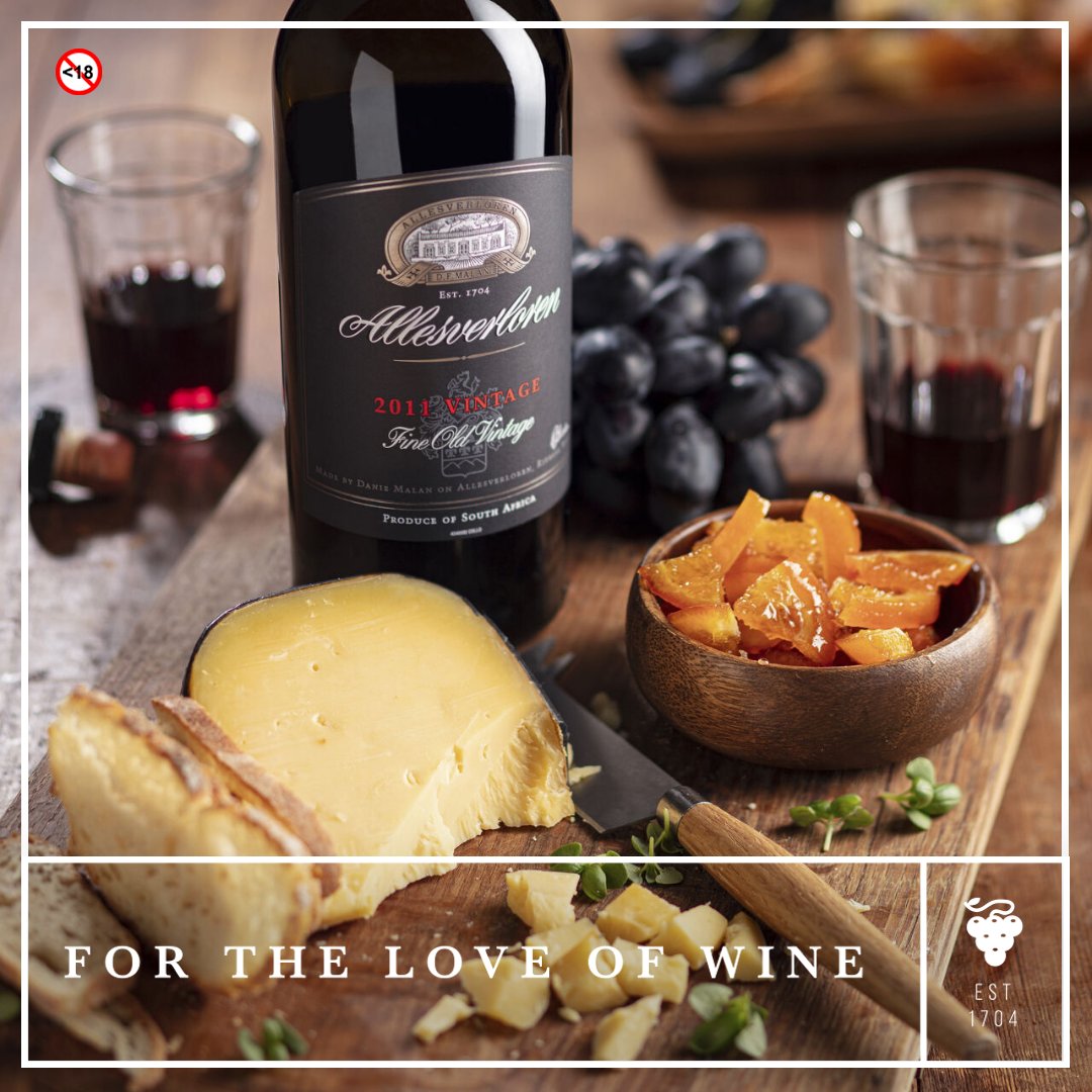 We're keeping it classic with this after-dinner treat. Pair our Allesverloren Fine Old Vintage with an extra matured Vintage Cheddar. The rich cheese flavours create a pleasing burnt caramel flavour on the palate when the two flavours are combined. #AllesverlorenWine