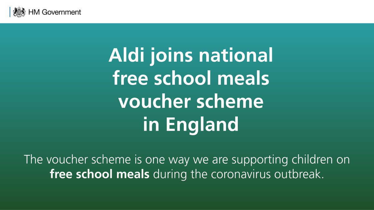 educationgovuk's tweet photo. .@AldiUK have joined the national voucher scheme for free school meals. Aldi joins a range of shops where vouchers can be redeemed. Parents will be able to order vouchers worth £15 a week from Aldi from w/c 27 April. 

Find out more: https://t.co/NOCzyz3O5c https://t.co/03jWT0mde1