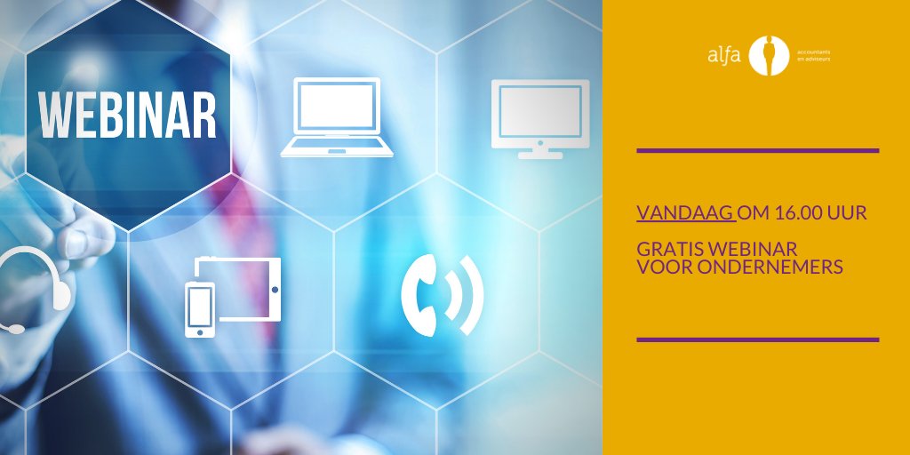 Schrijf je nu nog in voor het gratis #webinar over de steunmaatregelen voor ondernemers: alfa.nl/actueel/gratis… #coronacrisis #ondernemers