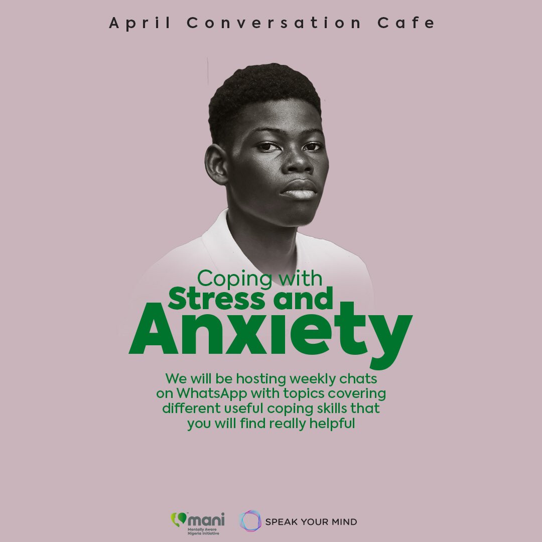 MentallyAwareNG's tweet photo. When it gets too much, where do you go? The countdown to the first edition of our Virtual Conversation Cafe has begun. If you havenโt registered, click >>> https://t.co/Xq6ebIj5Gd. #ManiVCC #covid19nigeria https://t.co/UzyHkNb2FP