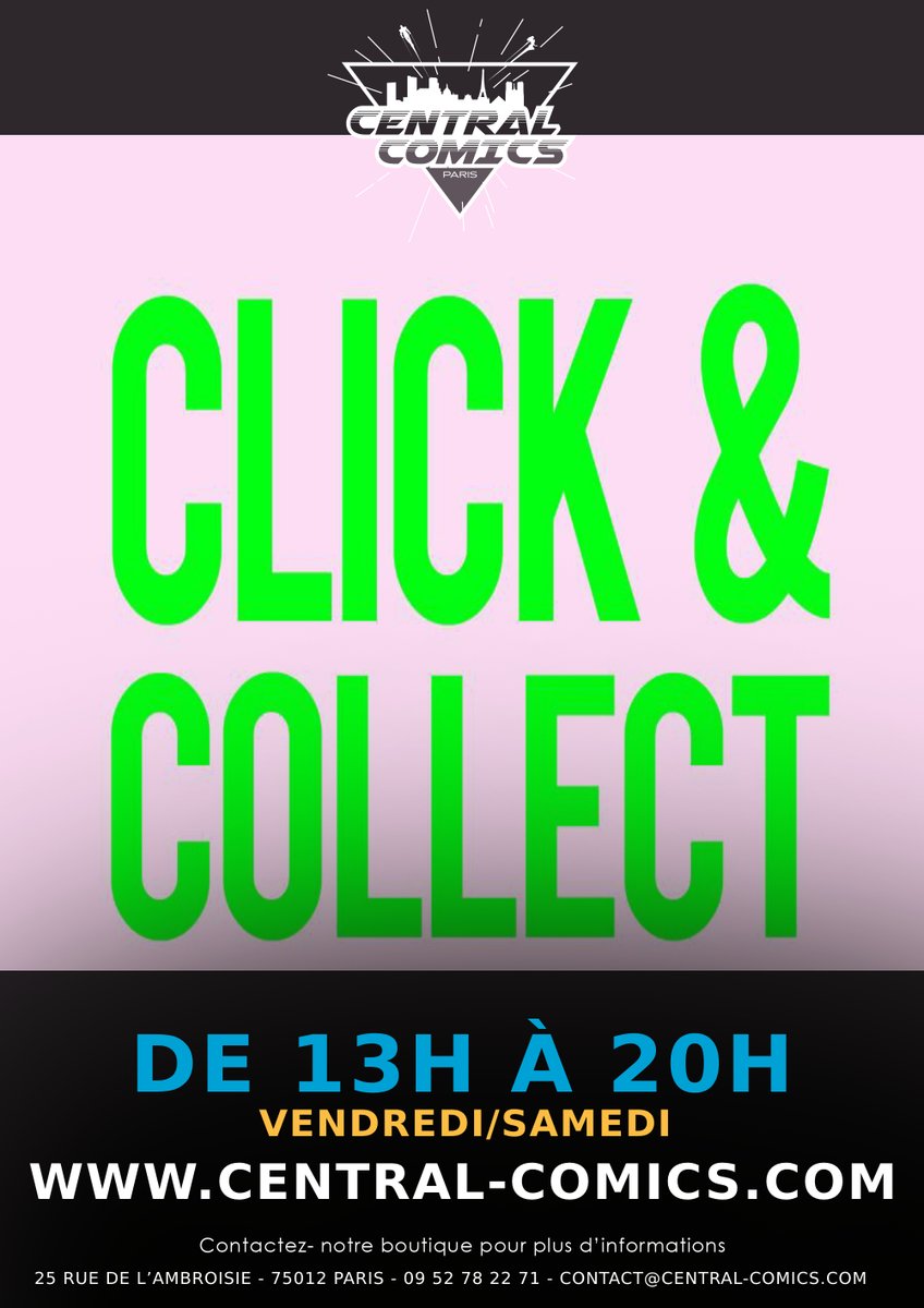 Click &amp; Collect des à présent! 
central-comics.com
et vendredi ou samedi pour récupérer😀 vos achats!