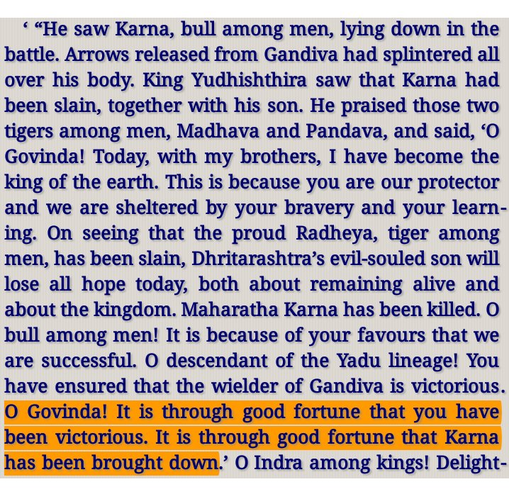 [2]  #LordKrishna And  #Yudhistira Accepted That ,Because Of Good Luck All Pandavas Saved From  #Karna.Karnaparva,Chapter 1219(69)